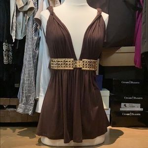 Brown top with Gold Belt